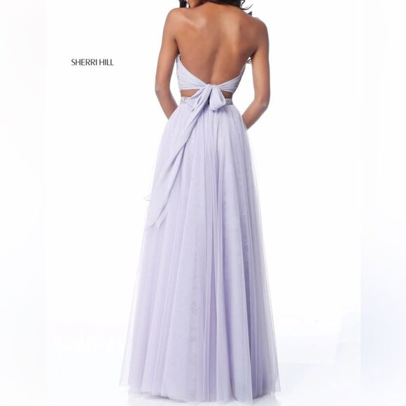 Sherri Hill (SIZE 4) Blush Pink Bedazzled 2-Pc Skirt Crop Dress - Picture 4 of 13